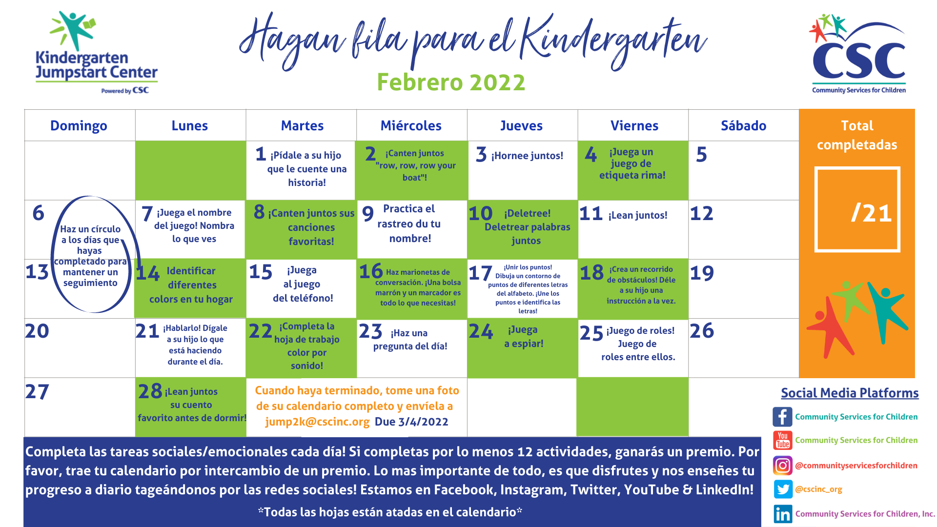 February Calendar Spanish